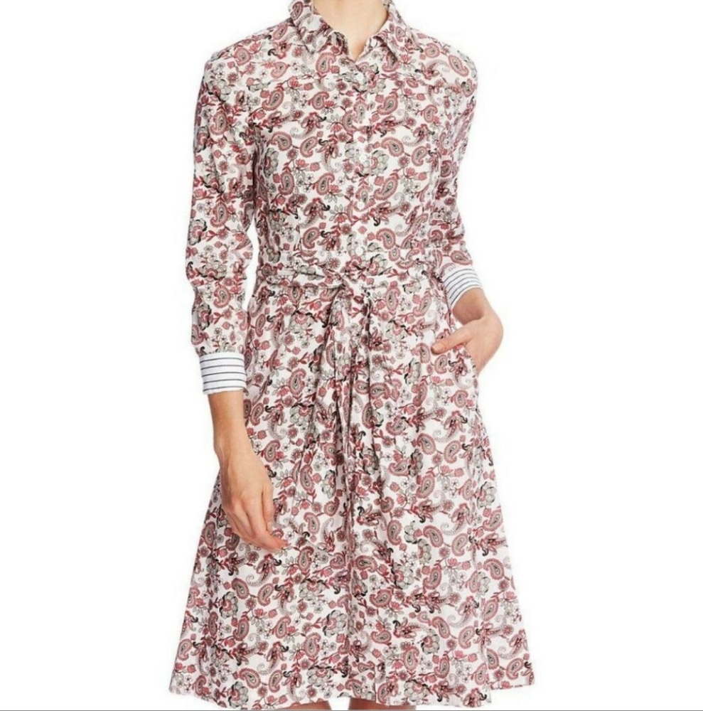 Court & Row Devon Classic Fresh Peony Paisley Floral Shirt Dress Womens Size 4 - Picture 2 of 15